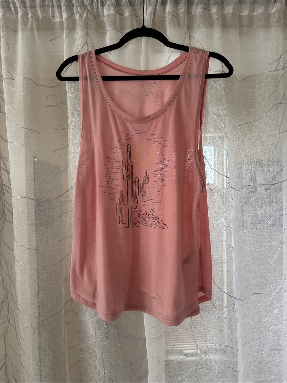 Roper Pink Tank Top with Desert Cactus Graphic
